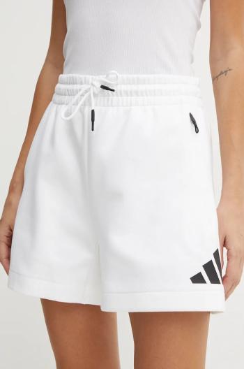 Kraťasy adidas ZNE dámské, bílá barva, s potiskem, high waist, JJ4678