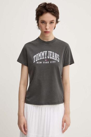 Bavlněné tričko Tommy Jeans šedá barva, DW0DW19826