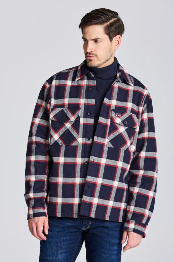 KOŠILE GANT D2. FLANNEL CHECK OVERSHIRT EVENING BLUE