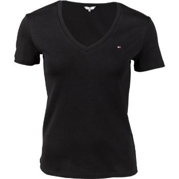 Tommy Hilfiger IM SLIM SOLID V-NK TOP SS Dámské triko, černá, velikost