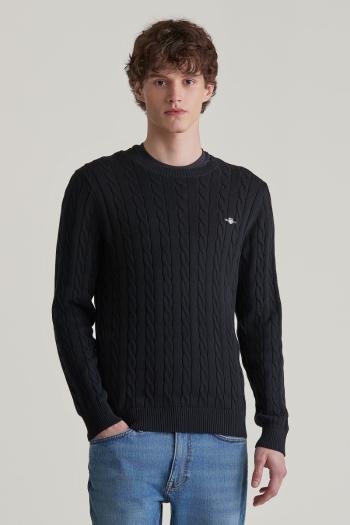 SVETR GANT COTTON CABLE C-NECK BLACK