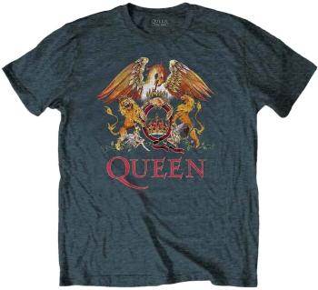 Queen Tričko Classic Crest Unisex Heather Blue 2XL