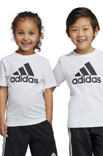 Dětské bavlněné tričko adidas LK BL CO bílá barva, s potiskem