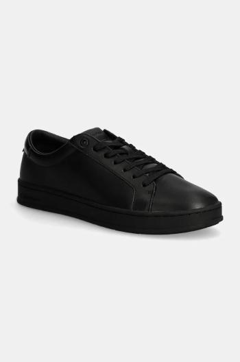 Kožené sneakers boty Calvin Klein LOW TOP LACE UP černá barva, HM0HM01546