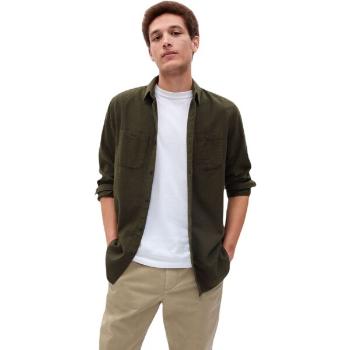 GAP FA23 MIDWEIGHT HEATHER FLANNEL Pánská košile, khaki, velikost