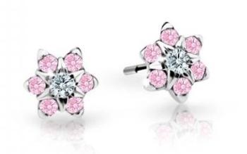 Cutie Jewellery Půvabné dětské náušnice z bílého zlata C2152-30-X-2 růžová