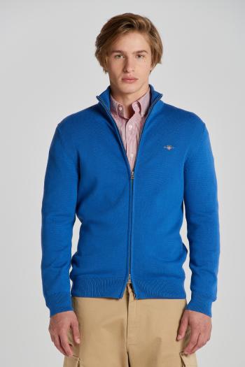 SVETR GANT CASUAL COTTON ZIP CARDIGAN RICH BLUE