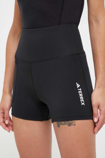 Sportovní šortky adidas TERREX Multi dámské, černá barva, s potiskem, high waist, IB1892