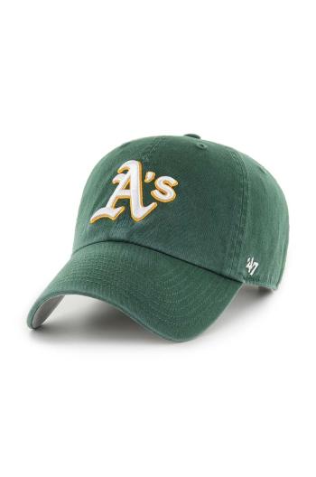 Bavlněná baseballová čepice 47 brand MLB Oakland Athletics zelená barva, s aplikací, BCPTN-DBLUN18GWS-DG08