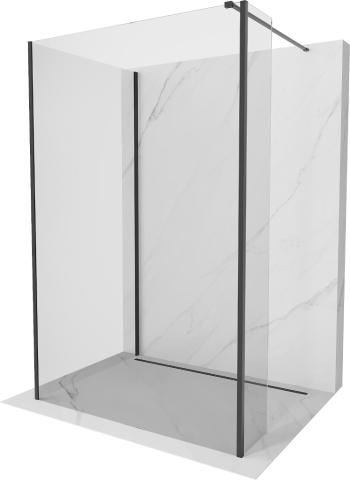 MEXEN/S Kioto Sprchová zástěna WALK-IN 120 x 110 x 30 cm, transparent, černá 800-120-110-221-70-00-030