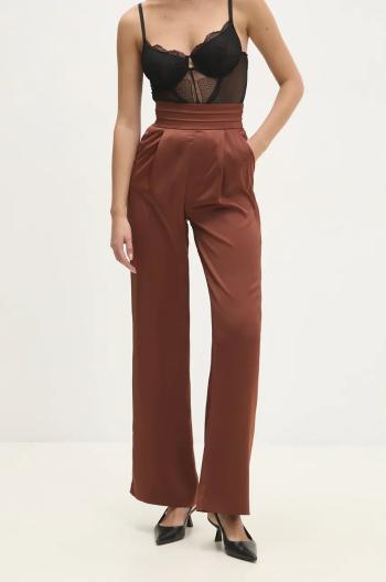 Kalhoty Answear Lab dámské, hnědá barva, široké, high waist