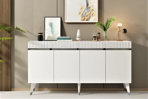 Konzolový stolek Defne - White, Silver