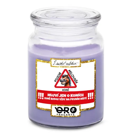Svíčka Pozor milovník koní (Vůně svíčky: Levandule)