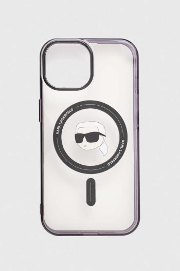 Obal na telefon Karl Lagerfeld iPhone 15 6.1 pruhledná barva