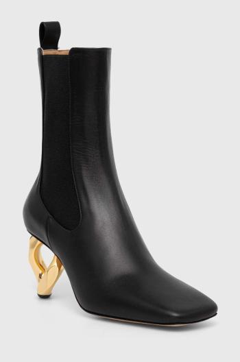 Kožené kotníkové boty JW Anderson Chain Heel dámské, černá barva, na podpatku, ANW43021A