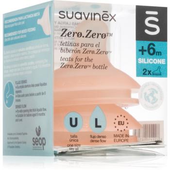 Suavinex Zero Zero Bottle Teat savička na láhev L Dense Flow 6 m+ 2 ks