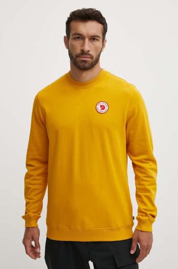 Bavlněná mikina Fjallraven 1960 Logo Badge Sweater pánská, žlutá barva, s aplikací, F87163