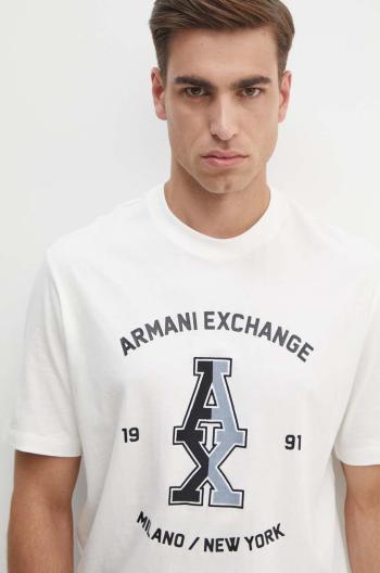 Bavlněné tričko Armani Exchange bílá barva, s potiskem, 6DZTLR ZJLFZ