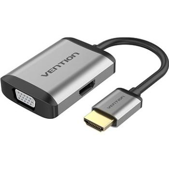 Vention HDMI to HDMI + VGA Converter 0.15m Gray Metal Type (AFVHB)