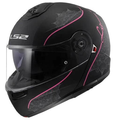 Výklopná přilba LS2 FF908 Strobe II Lux Matt Black-Pink M (57-58)