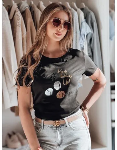 Dámské tričko s výšivkou pudla LUMIFITU černá