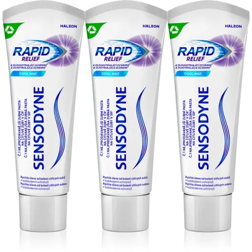 Sensodyne Rapid Cool Mint zubní pasta s fluoridem pro citlivé zuby 3x75 ml