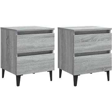 SHUMEE Noční stolky s kovovými nohami 2 ks šedé sonoma 40 × 35 × 50 cm, 813131 (813131)