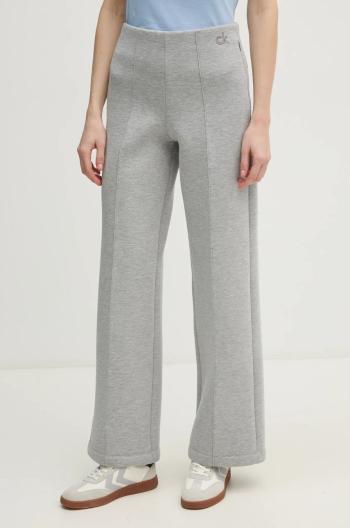 Kalhoty Calvin Klein dámské, šedá barva, melanžové, K20K207947