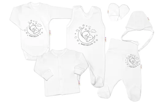 Baby Nellys Soupravička do porodnice 6D, Medvídek na měsíčku, vel. 50