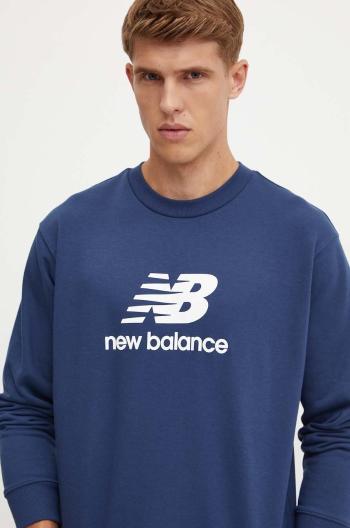 Mikina New Balance pánská, tmavomodrá barva, s potiskem, MT41500NNY