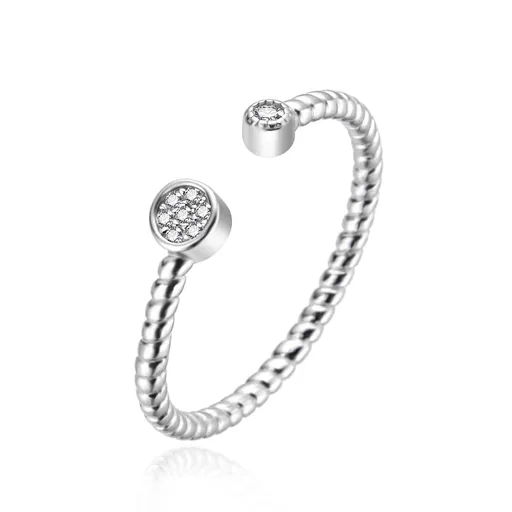 Agato Okouzlující otevřený stříbrný prsten se zirkony AGT-R69W 52 mm