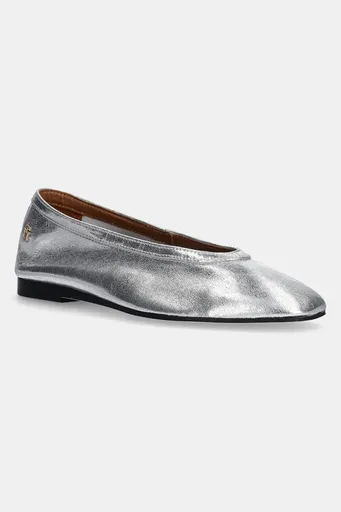Kožené baleríny Tommy Hilfiger SOFT METAL LTHR BALLERINA NO BOW