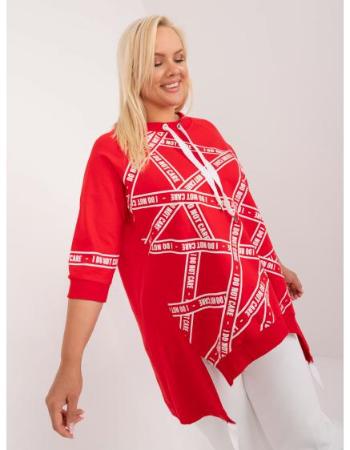 Dámská halenka plus size s delšími zády bavlněná červená 