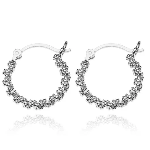 Náušnice ze stříbra 925 - kruhy ovinuté lanem, 18 mm