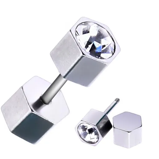 Falešný ocelový plug - hladký hranatý váleček se zirkony