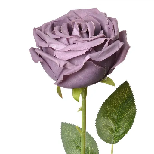 Dekorace umělá květina tmavě fialová růže Rose Purple - 9*9*61 cm Clayre & Eef