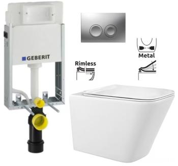 GEBERIT KOMBIFIXBasic vč. matného tlačítka DELTA 25 + WC REA  Raul Rimless + SEDÁTKO 110.100.00.1 21MA RA1