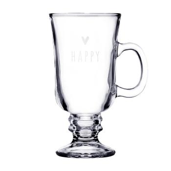 Skleněný hrnek se srdíčkem a nápisem Happy - 10*8*15 cm / 200 ml 6GL4373