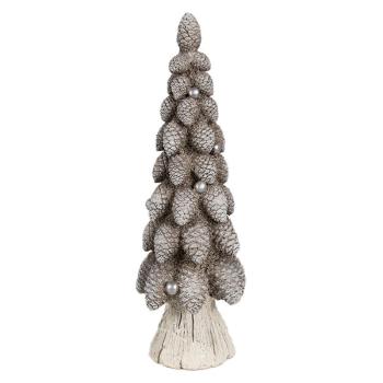 Hnědá dekorace vánoční stromek se šiškami Christmas Tree - Ø 8*24 cm 6PR4297