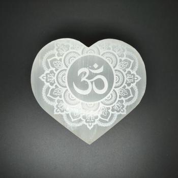 Szelenit szív om mandala 12-13cm