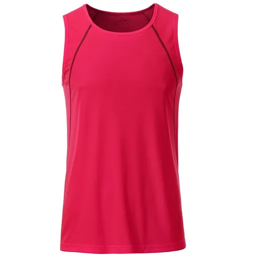 James & Nicholson (Daiber) Pánské funkční tílko JN494 - Jasně růžová / titanová | L