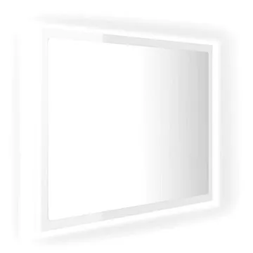 Shumee LED koupelnové zrcadlo bílé vysoký lesk 60 × 8,5 × 37cm dřevotříska (804921)