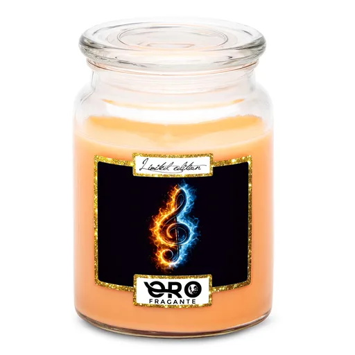 Svíčka Houslový klíč v plamenech (Vůně svíčky: Tropické ovoce)