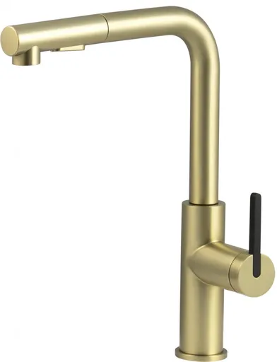 DEANTE Momi kartáčovaná zlatá kuchyňská baterie, s vytahovací hubicí BKM_R73M