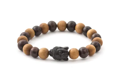 Agato Korálkový náramek z palisandrového a santalového dřeva MINK113 17 cm