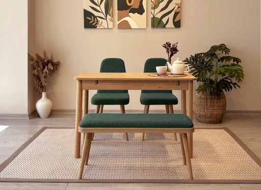 Jídelní set s rozkládacím stolem a židlemi (4 kusy) Vina Mini 01 1070 - Oak, Green