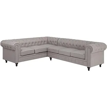 Rohová BELIANI béžová čalouněná pravostranná CHESTERFIELD (beliani_133524)