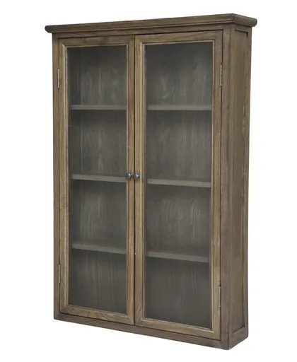 Hnědá antik dřevěná nástěnná vitrína s policemi Marseille - 82*21*120 cm 40051600