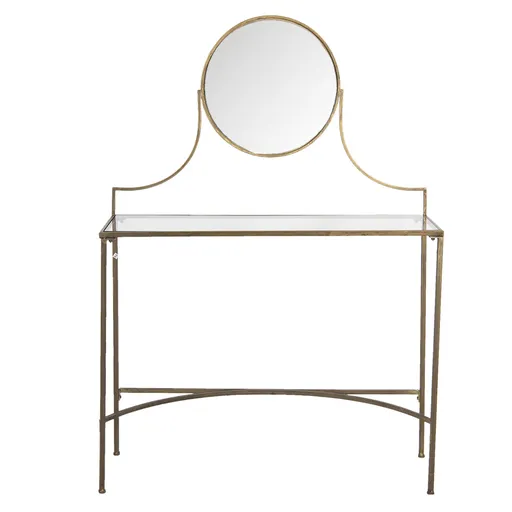 Toaletní stolek Nicole se zlatou konstrukcí a zrdcadlem - 98*32*139 cm 50474