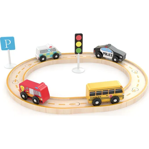 J'ADORE Hrací set s kolejemi - městská vozidla 16 ks
